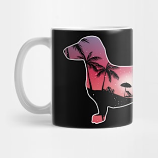 Dachshund Beautiful Sunset Beach Palm Tree Mug